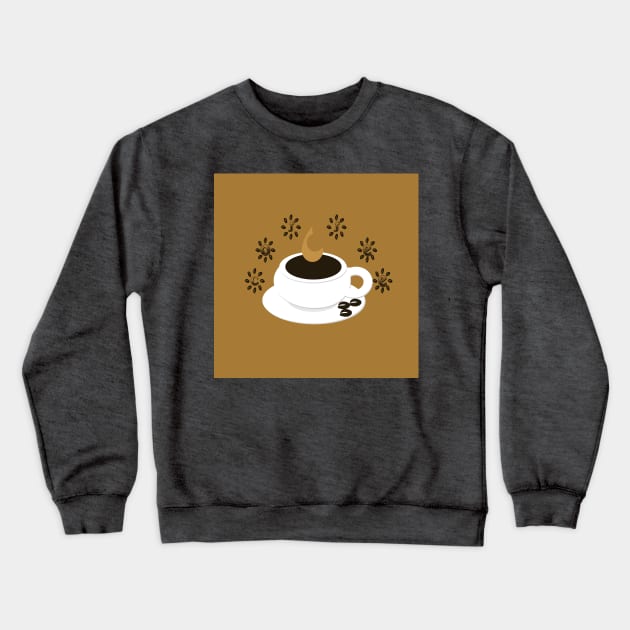 A coffee cup with coffee beans and text Coffee Crewneck Sweatshirt by ikshvaku